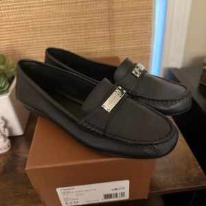 Coach black leather loafers